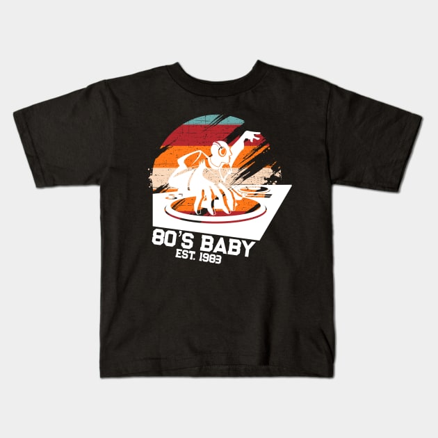 80's Baby Retro Music DJ Gift Kids T-Shirt by TheAparrelPub